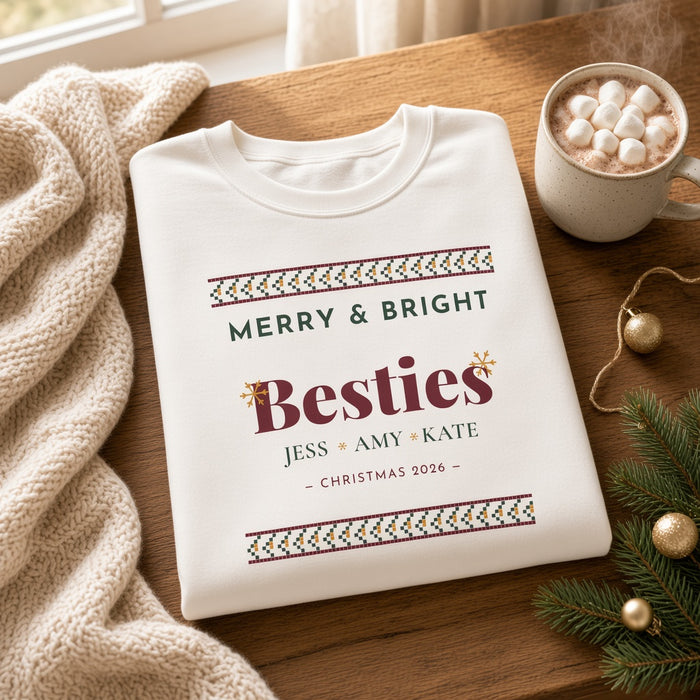 Christmas Collection - Merry and Bright Besties Christmas Sweatshirt