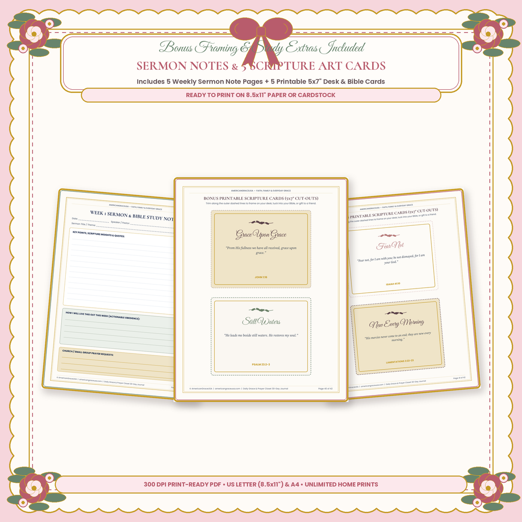 30-Day Daily Grace & Prayer Closet Printable Journal - Tracker Details