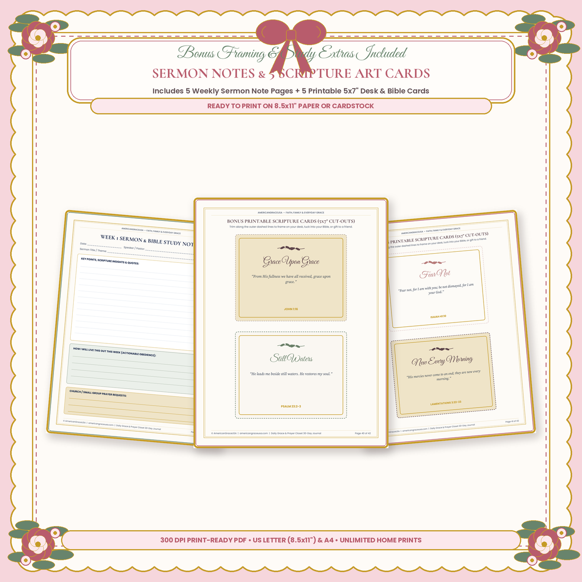 30-Day Daily Grace & Prayer Closet Printable Journal - Tracker Details