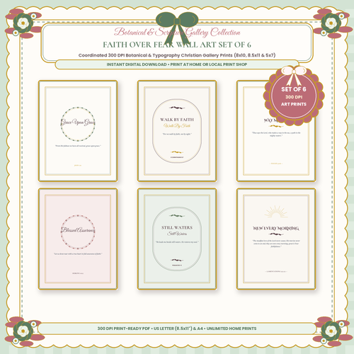 Faith Over Fear Printable Scripture Wall Art Set (5-Print Bundle) - Boutique Scalloped Cover