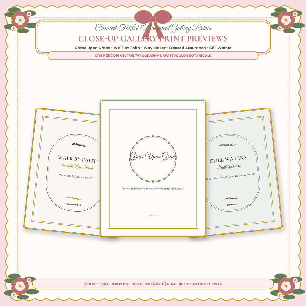 Faith Over Fear Printable Scripture Wall Art Set - 5 Print Gallery Spreads