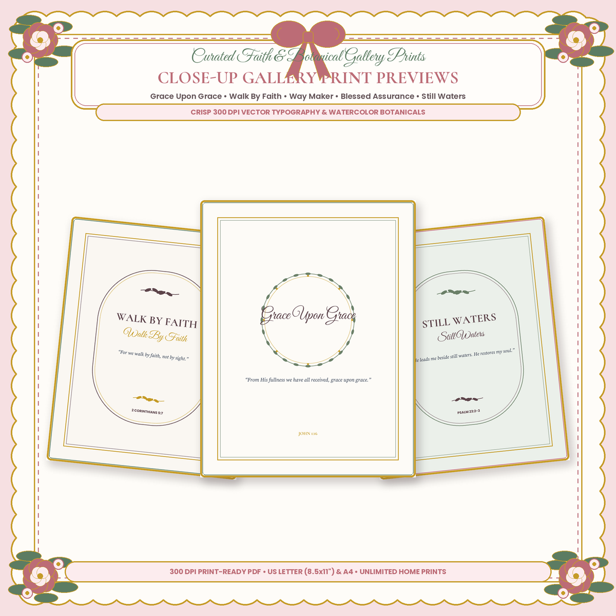 Faith Over Fear Printable Scripture Wall Art Set - 5 Print Gallery Spreads