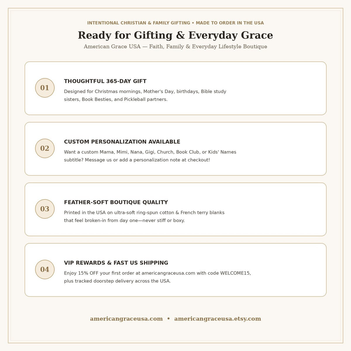 American Grace USA Personalization & Intentional Gifting Promise Card