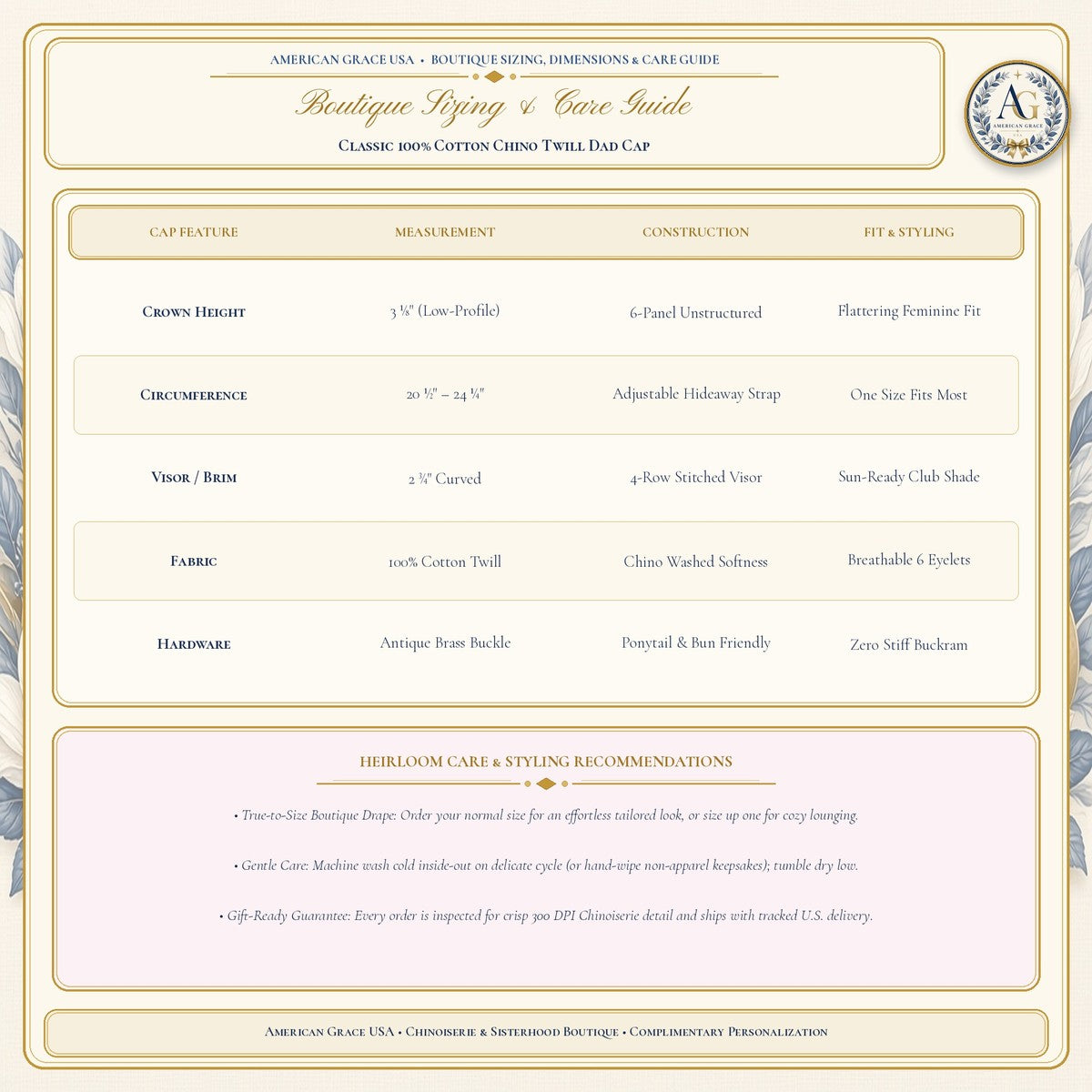 "1776 • Land That I Love" Chinoiserie Ribbon & Stars Classic Dad Cap - Boutique Gallery Card 4