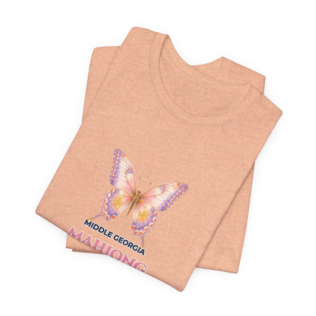 Personalized Custom City or Club Name Mahjong Shirt | Watercolor Butterfly & Floral Bella+Canvas 3001 Tee | Group Game Night Gift