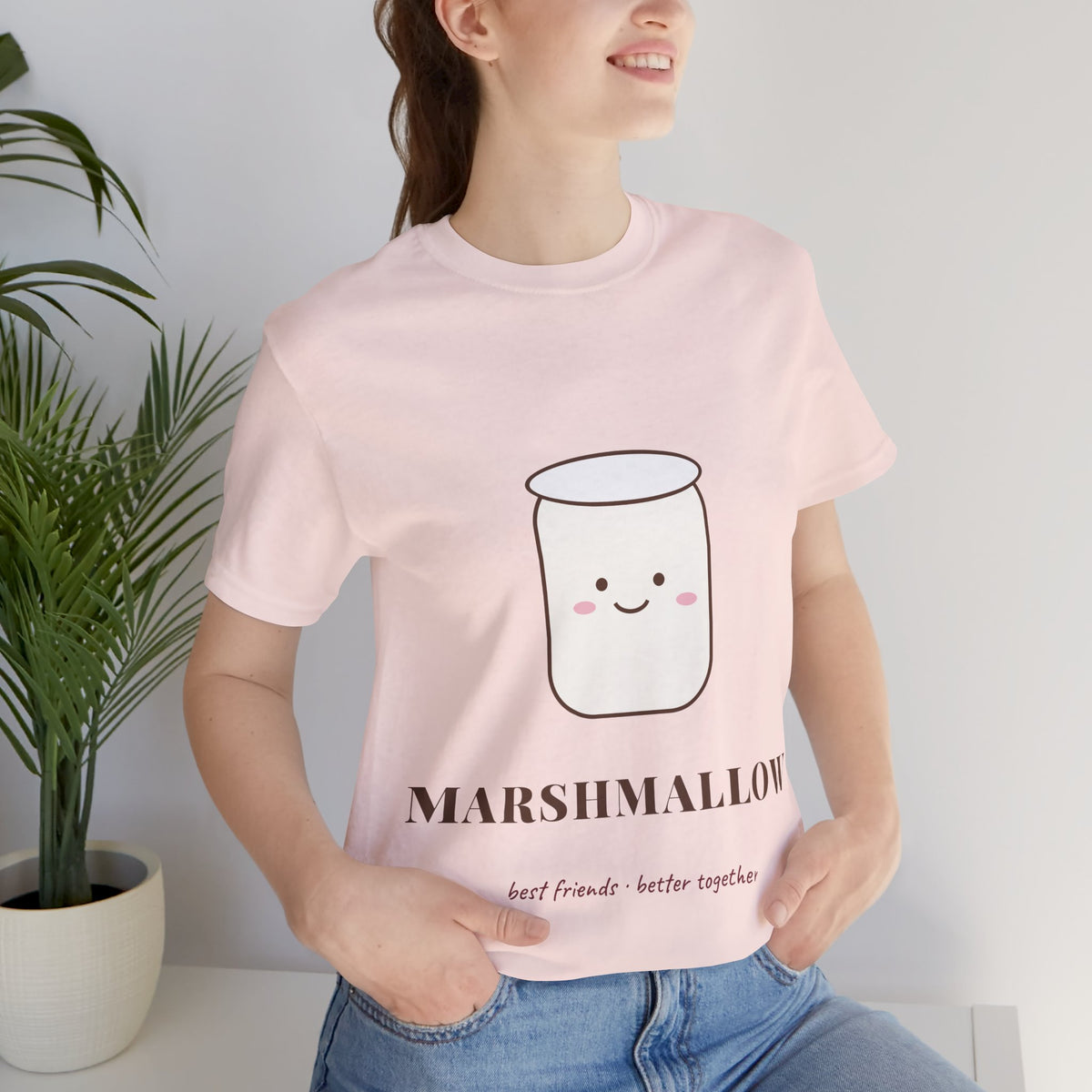 Cocoa and Marshmallow Matching Best Friend T-Shirts, Marshmallow T-Shirt, Cute Christmas Bestie Gift, BFF Matching Tee