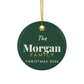 Personalized Family Christmas Ornament 2026 | Custom Last Name Ornament | Green & Gold Keepsake