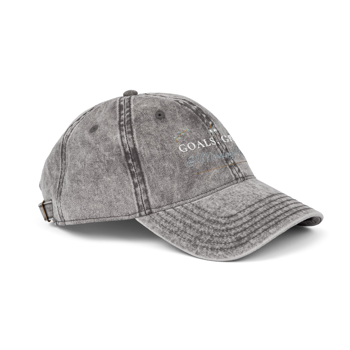 "Goals, Grace & Morning Walks" Embroidered Vintage Washed Dad Cap | Christian Women's Walking Club Baseball Hat