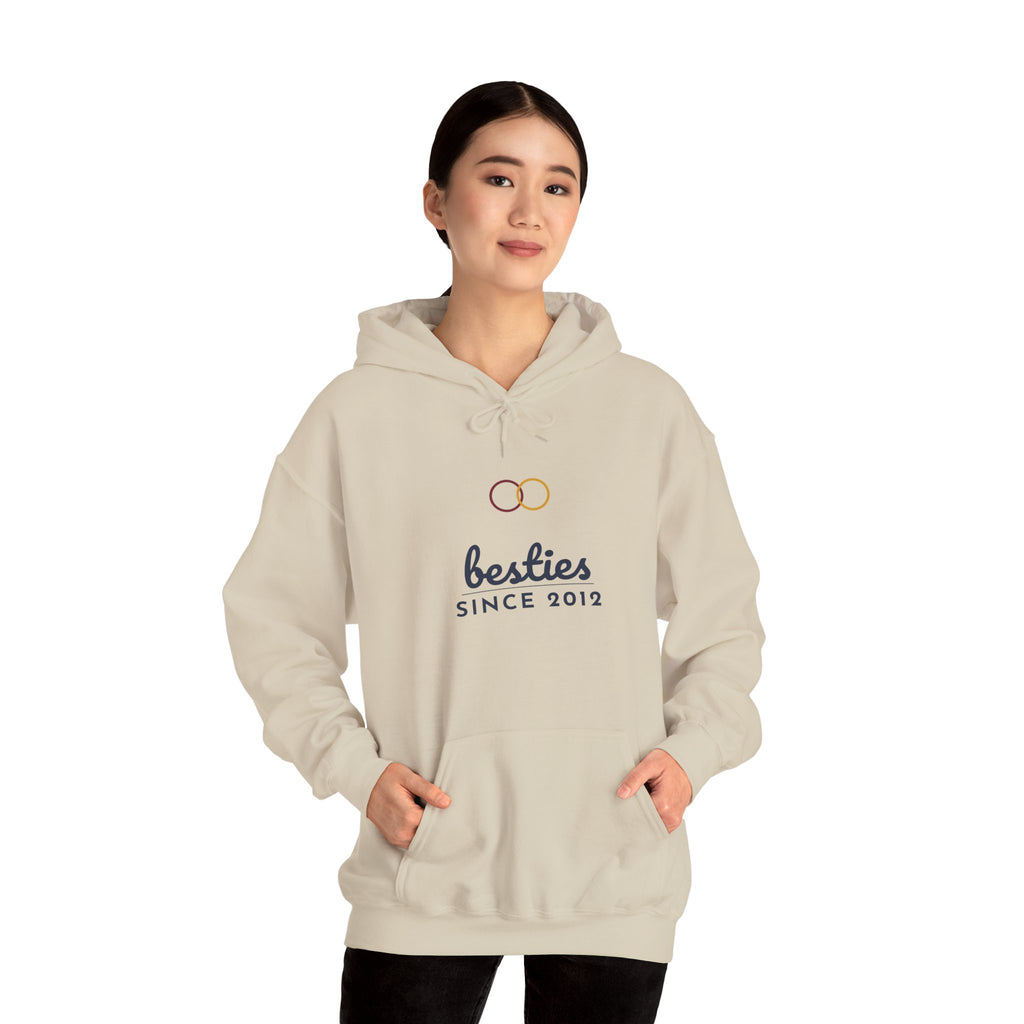 Besties Since Hoodie Personalized Year — Bella+Canvas 3719 Unisex Sponge Fleece Pullover Hoodie Mockup 7