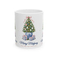 "Merry Mahjong" Chinoiserie Ginger-Jar Christmas Tree & Coquette Bow Ceramic Mug (11oz / 15oz) | Southern Preppy Mahjong Hostess Gift