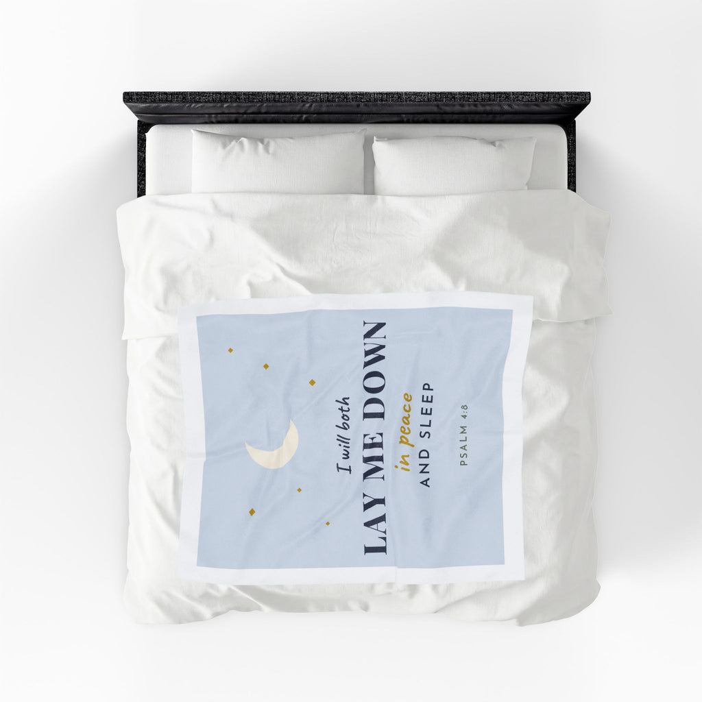 Lay Me Down in Peace Blanket | Psalm 4:8 KJV Throw | Christian Bedtime Scripture Blanket