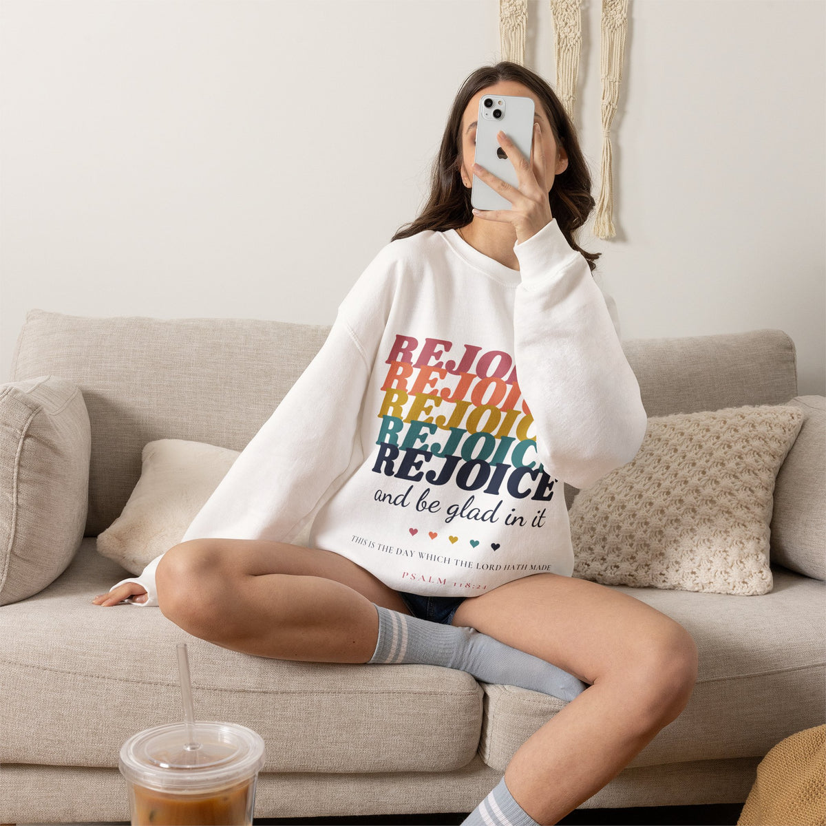 Christian Sweatshirt for Women, This Is the Day Psalm 118:24, Rejoice and Be Glad Retro Bible Verse Crewneck