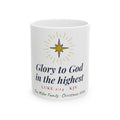 Christian Christmas Mug Personalized, Glory to God in the Highest Luke 2:14, Custom Family Name Mug, Religious Gift