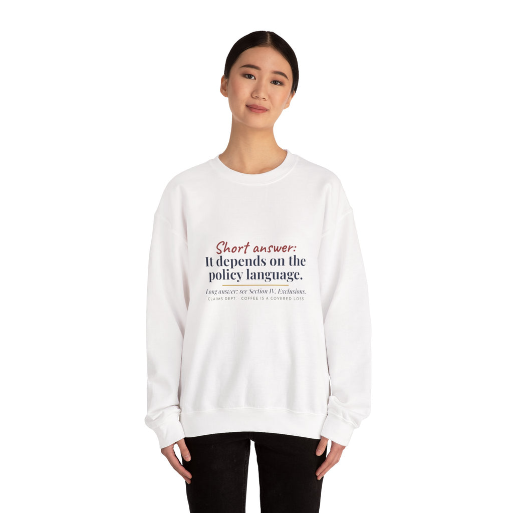 It Depends on the Policy Language Sweatshirt — Bella+Canvas 3901 Unisex Sponge Fleece Crewneck Sweatshirt Mockup 6