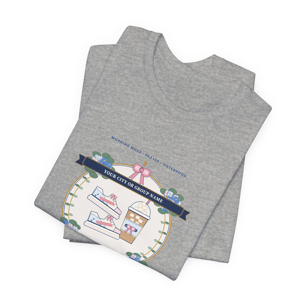 Personalized "[Your City or Group] Walking & Social Club" Preppy Chinoiserie Shirt | Custom Ladies Park Walk & Fitness Besties Tee
