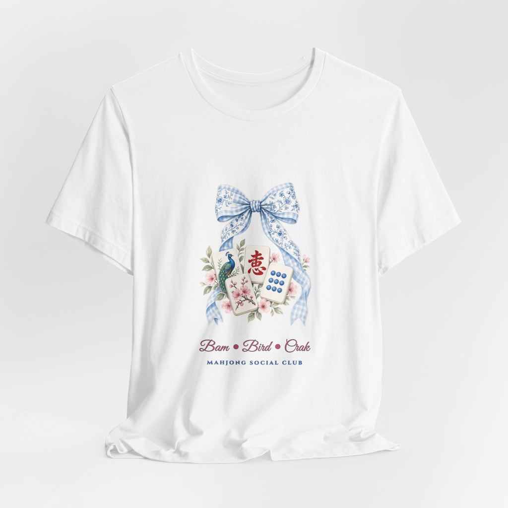 Pastel Coquette Bow & Lucky Mahjong Tiles Shirt | Chinoiserie Bam Bird Crak Social Club Bella+Canvas 3001 Tee