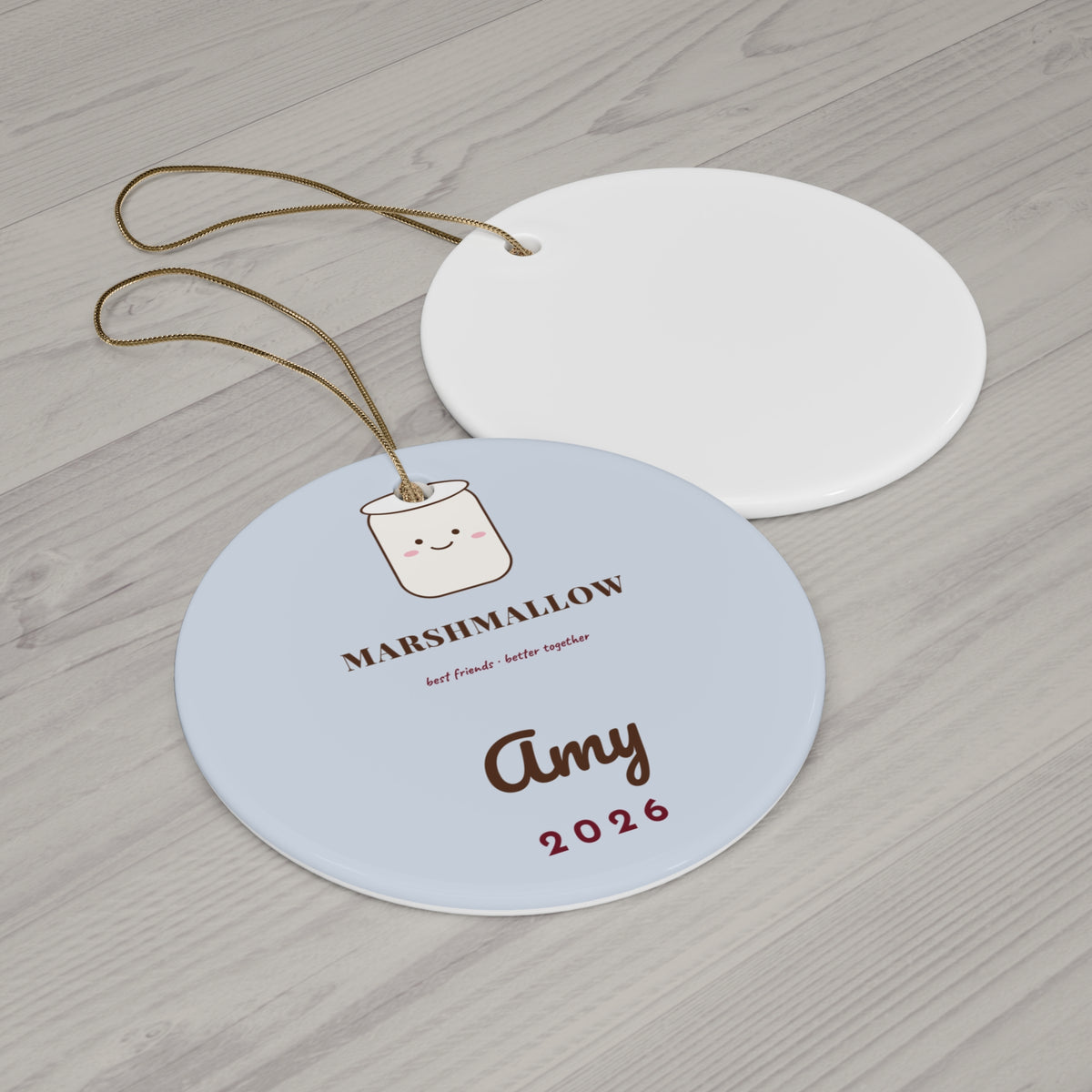 Cocoa and Marshmallow Ornament | Personalized Best Friend Matching Ornament | Cute Christmas Gift