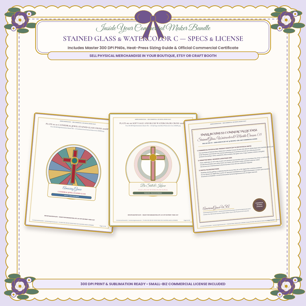 Stained Glass & Watercolor Crosses Clipart & Sublimation Bundle - All 15 Crosses & Commercial License Specs