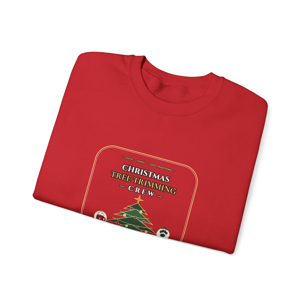 Christmas Tree Trimming Crew Sweatshirt | Faith Family Fireplace & Fur Babies Holiday Crewneck | Cozy Dog Mom Christmas Sweater