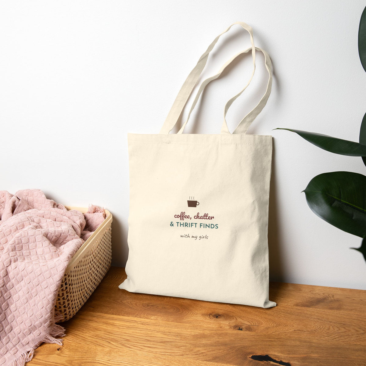 Coffee Chatter & Thrift Finds Tote | Thrift Shopping Bag