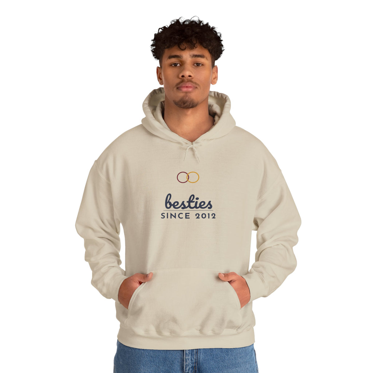 Besties Since Hoodie Personalized Year — Bella+Canvas 3719 Unisex Sponge Fleece Pullover Hoodie Mockup 8