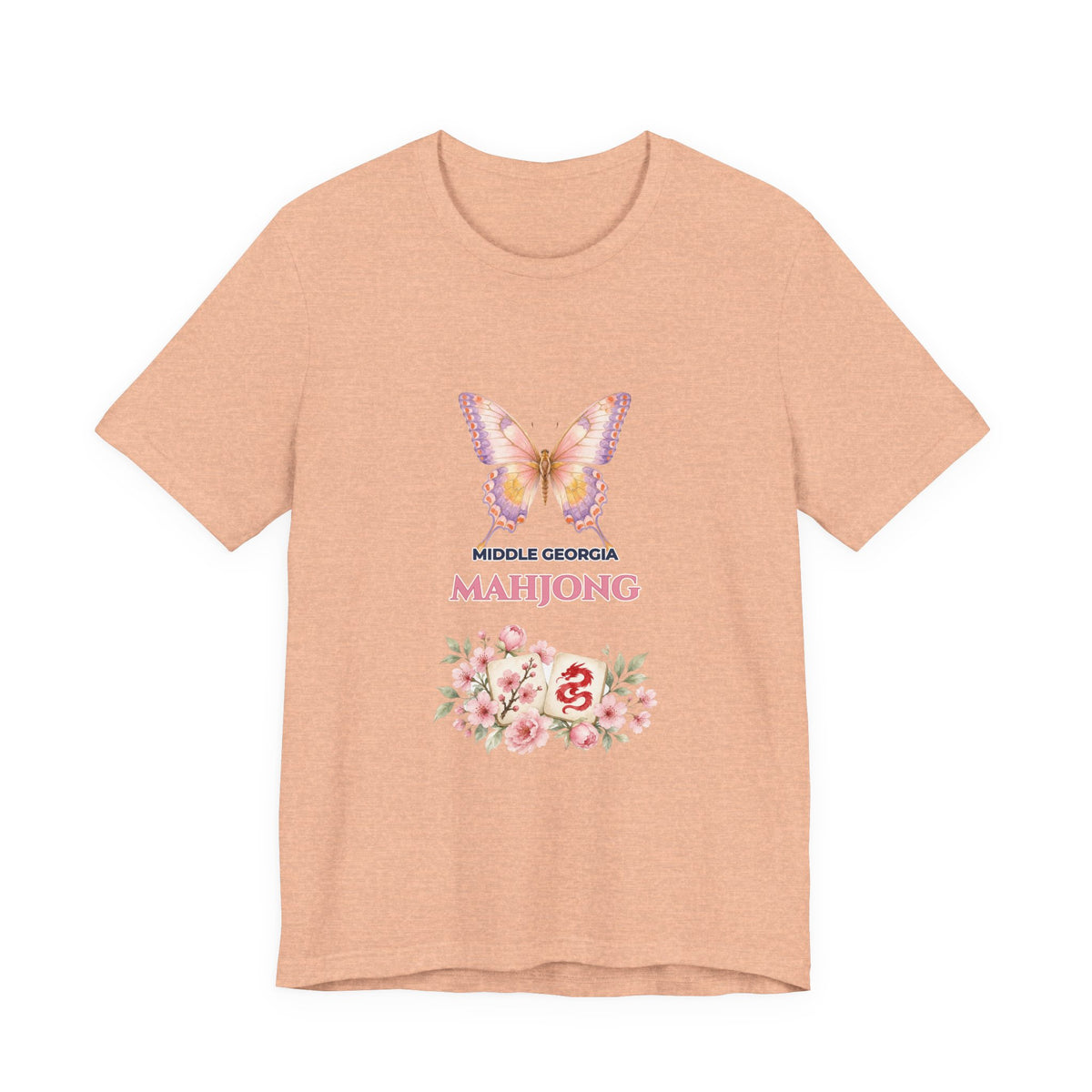 Personalized Custom City or Club Name Mahjong Shirt | Watercolor Butterfly & Floral Bella+Canvas 3001 Tee | Group Game Night Gift