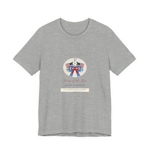 "American Grace • Home of the Free, Because of the Brave" Preppy Toile Ribbon & Flag Bella+Canvas Boutique Tee