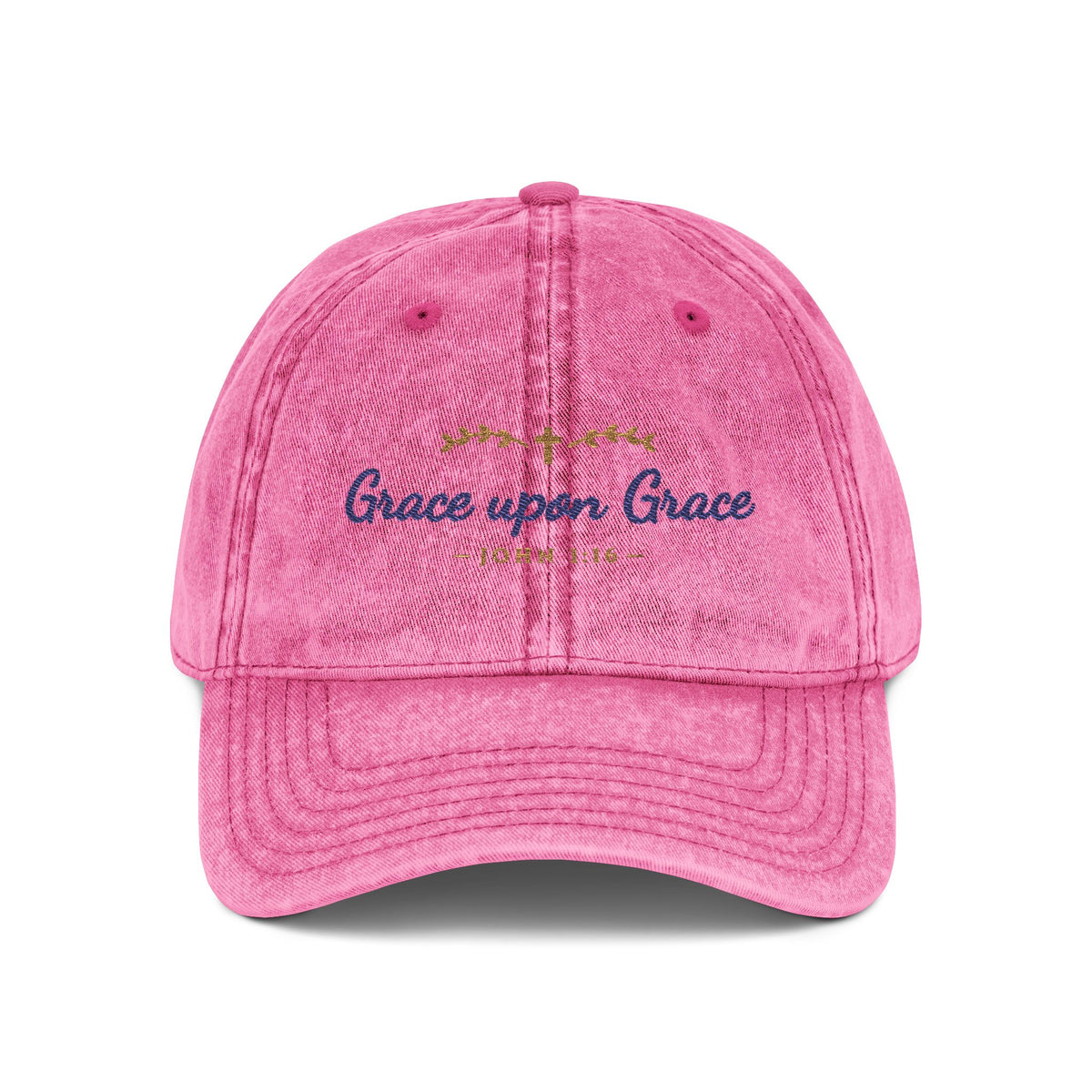 Grace Upon Grace Embroidered Vintage Washed Dad Cap | Christian Women's Baseball Hat
