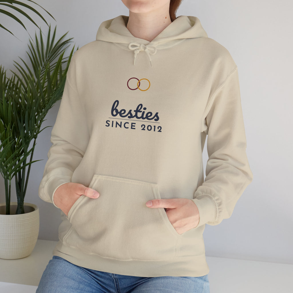 Besties Since Hoodie Personalized Year — Bella+Canvas 3719 Unisex Sponge Fleece Pullover Hoodie Mockup 5