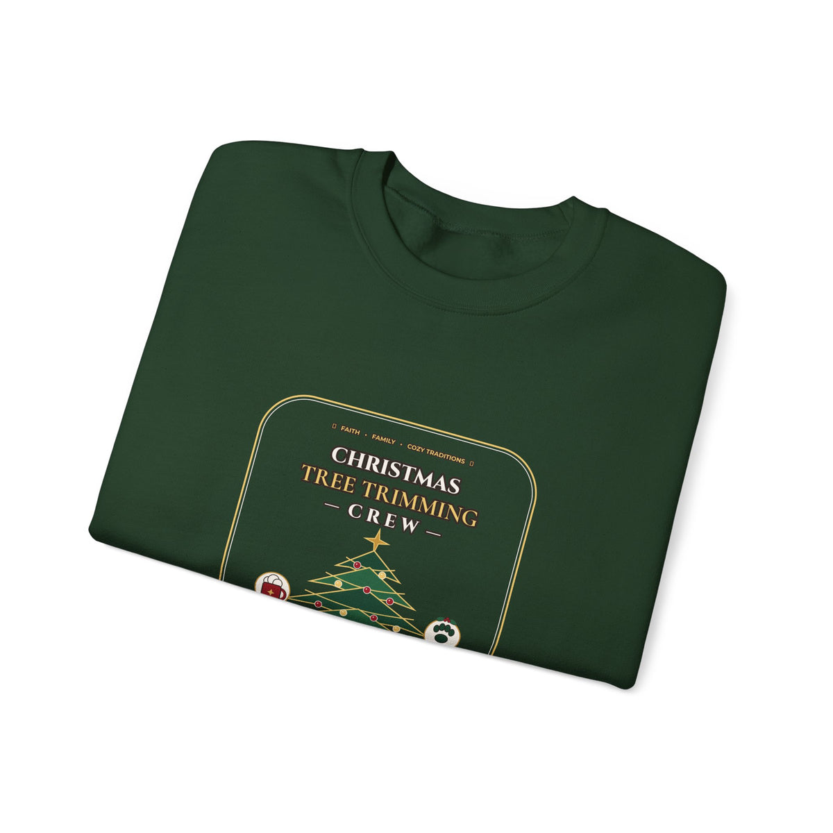 Christmas Tree Trimming Crew Sweatshirt | Faith Family Fireplace & Fur Babies Holiday Crewneck | Cozy Dog Mom Christmas Sweater