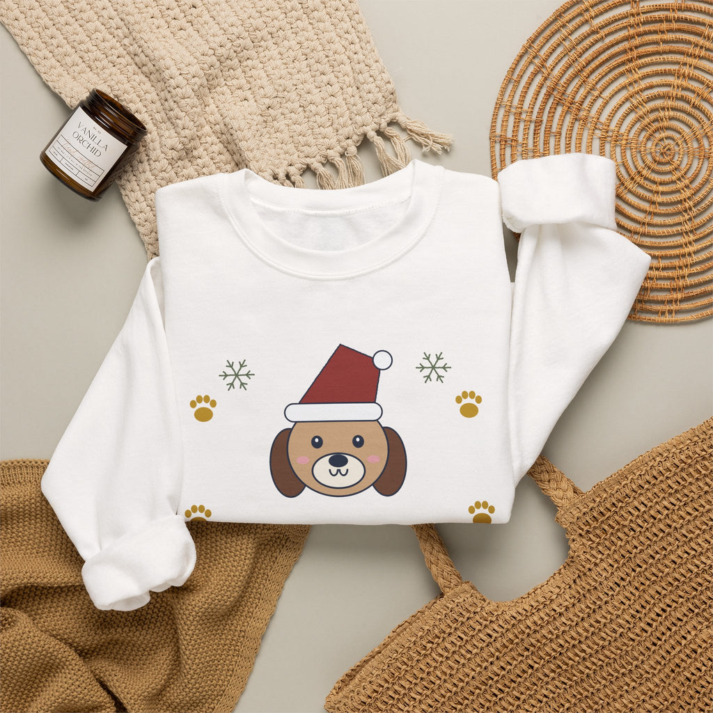 Personalized Dog Mom Christmas Sweatshirt, Custom Dog Name Santa Hat Crewneck, Dog Lover Gift for Her