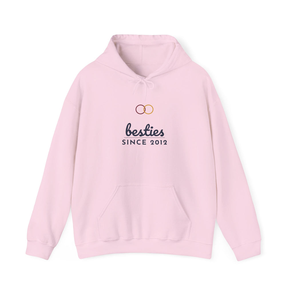 Besties Since Hoodie Personalized Year — Bella+Canvas 3719 Unisex Sponge Fleece Pullover Hoodie Mockup 3