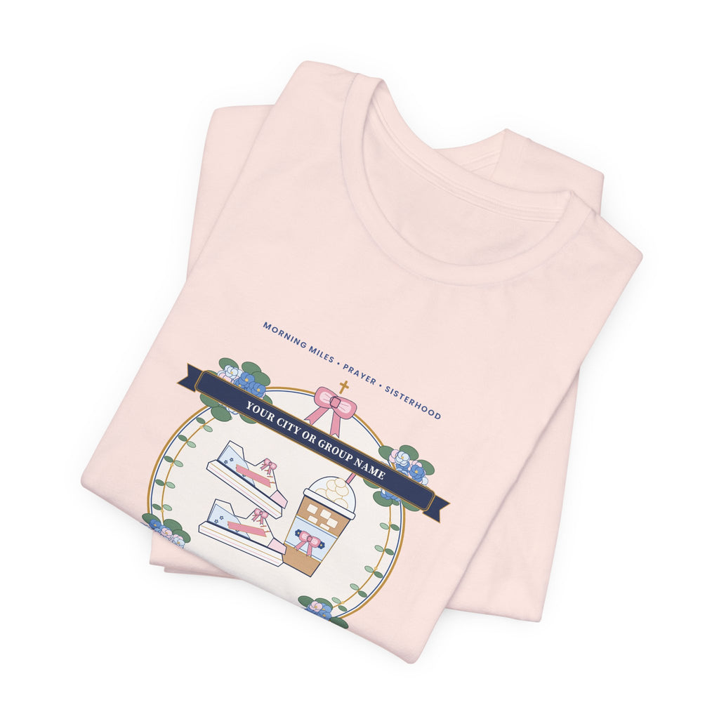 Personalized "[Your City or Group] Walking & Social Club" Preppy Chinoiserie Shirt | Custom Ladies Park Walk & Fitness Besties Tee