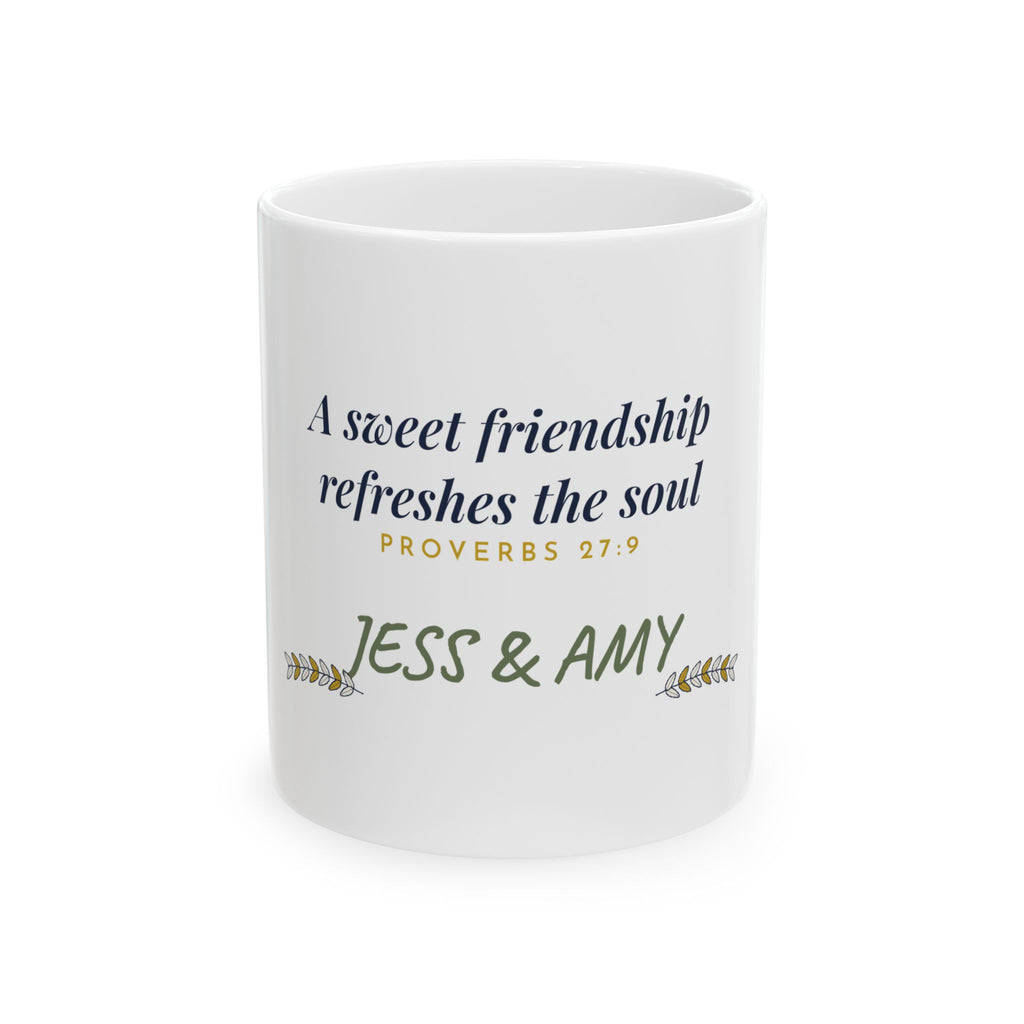 Sisters in Christ Mug Personalized, Proverbs 27:9 Best Friend Mug, Christian Friendship Gift, Faith Bestie Coffee Mug