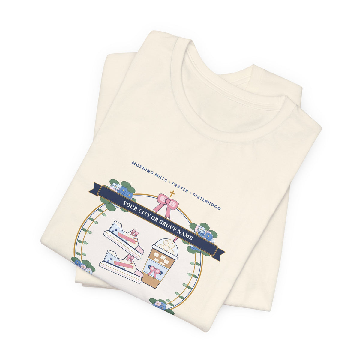 Personalized "[Your City or Group] Walking & Social Club" Preppy Chinoiserie Shirt | Custom Ladies Park Walk & Fitness Besties Tee