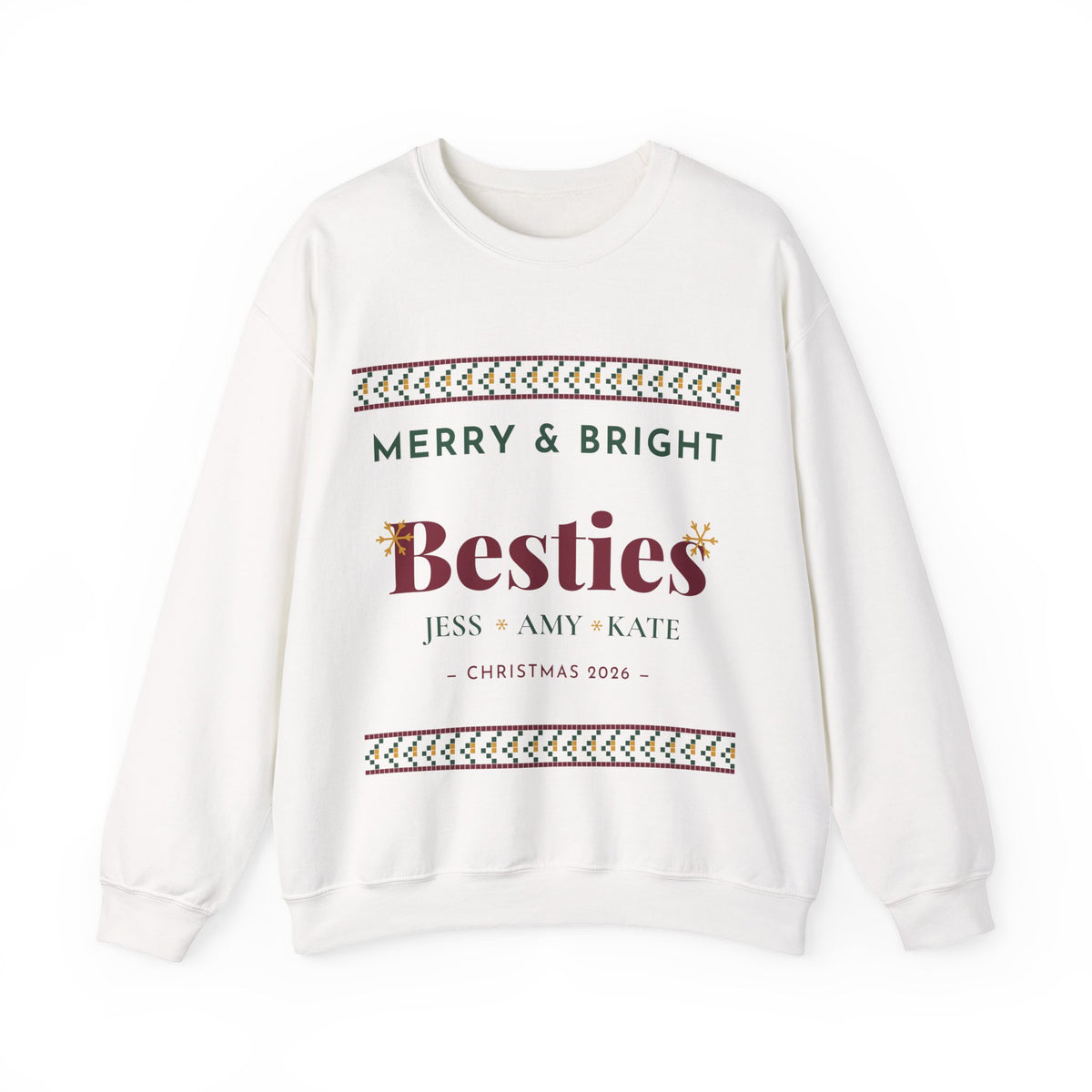 Merry and Bright Besties Christmas Sweatshirt Personalized, Best Friend Christmas Gift, Matching Besties Sweater with Names