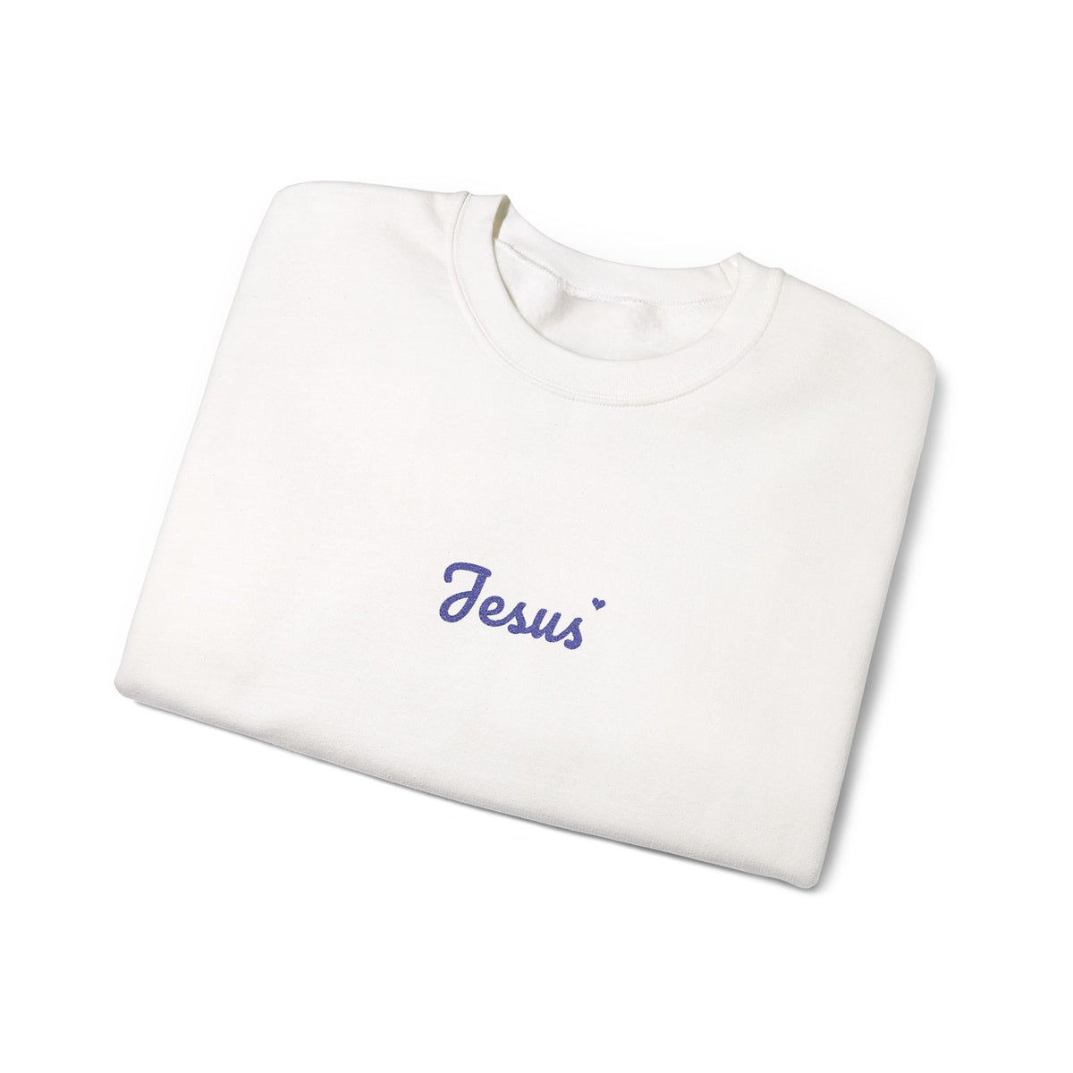 Embroidered Jesus Sweatshirt, Minimalist Christian Crewneck, Jesus Script with Heart, Faith Gift for Women