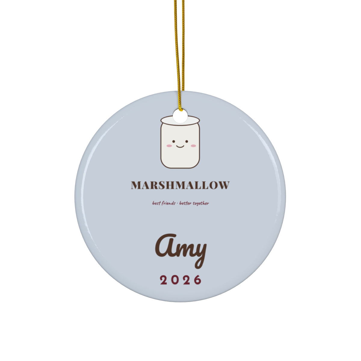 Cocoa and Marshmallow Ornament | Personalized Best Friend Matching Ornament | Cute Christmas Gift