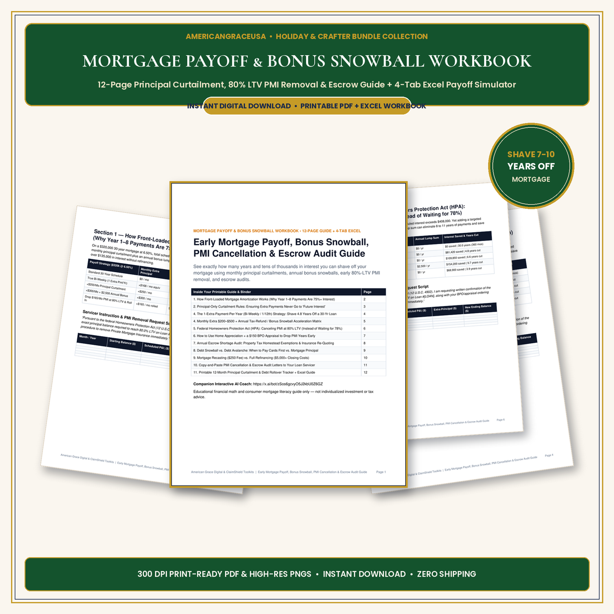 Mortgage Payoff & Bonus Snowball Calculator Workbook Hero Cover