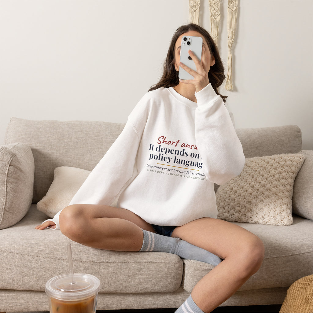 It Depends on the Policy Language Sweatshirt — Bella+Canvas 3901 Unisex Sponge Fleece Crewneck Sweatshirt Mockup 5
