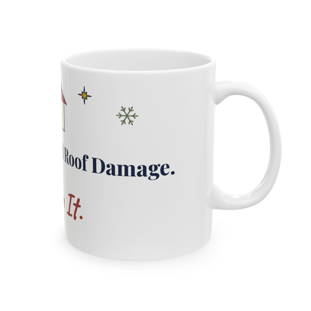 Funny Claims Adjuster Christmas Mug, Santa's Sleigh Had Roof Damage, Insurance Adjuster Secret Santa Gift
