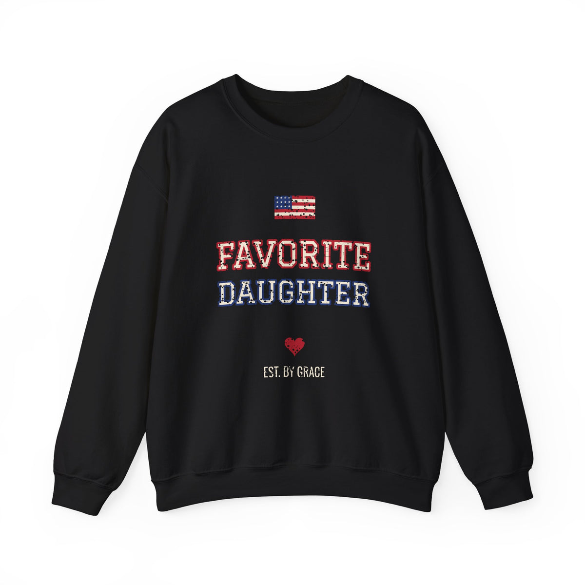 Favorite Daughter Sweatshirt, Varsity Letter Crewneck, Patriotic Daughter Gift, Flag Heart Shirt, Christmas Gift for Daughter