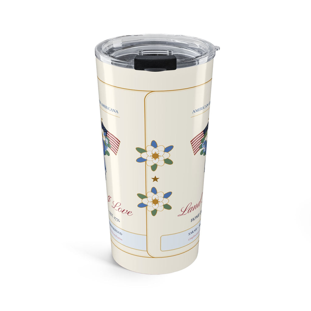 Personalized "American Grace • Land That I Love" Chinoiserie Ginger-Jar & Flag 20oz Stainless Travel Tumbler