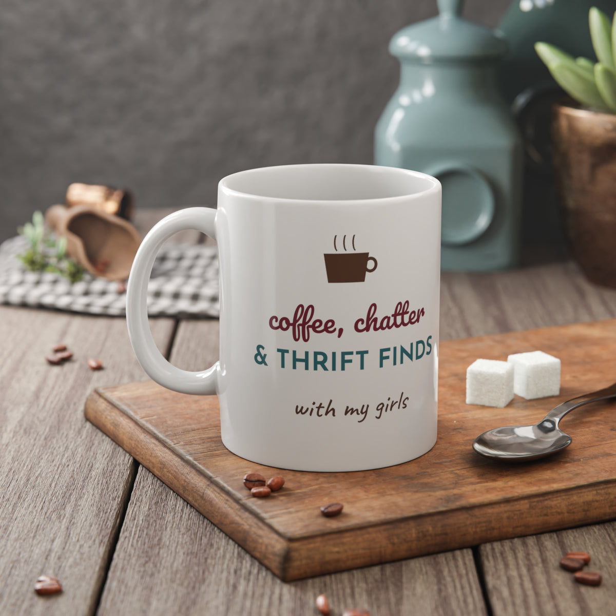 Coffee Chatter & Thrift Finds Mug | Thrifting Friends Gift