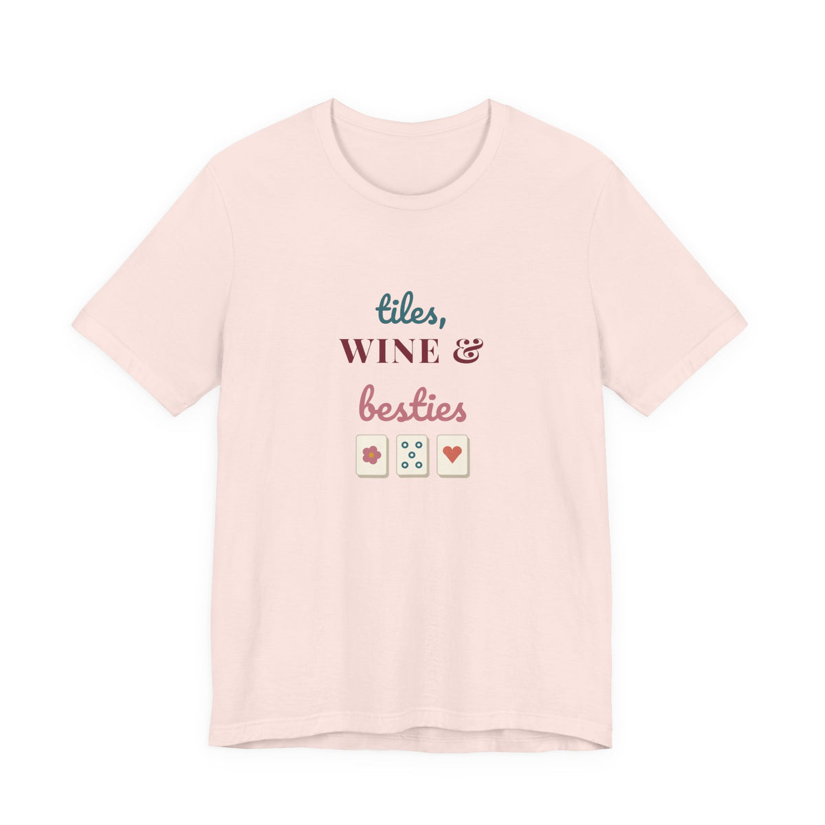 Tiles, Wine & Besties Shirt | Mahjong Game Night Tee | Mahjong Lover Gift