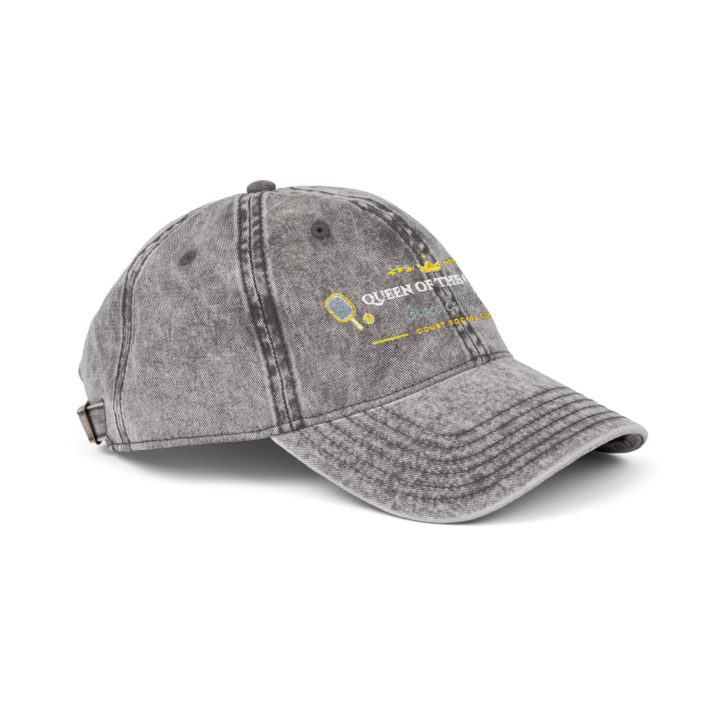 "Queen of the Court • Grace & Dinks" Embroidered Vintage Washed Cap | Women's Preppy Pickleball Club Baseball Hat