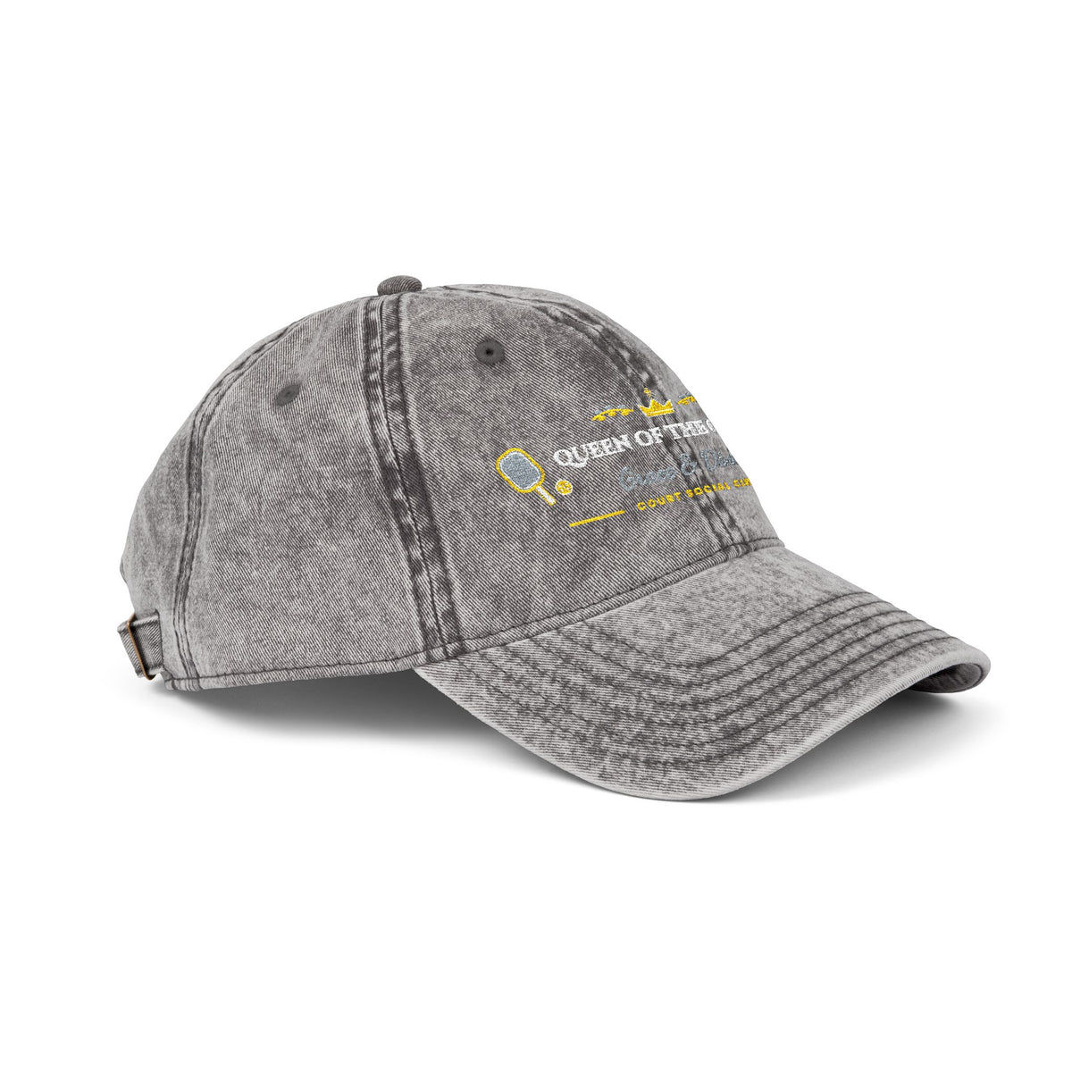 "Queen of the Court • Grace & Dinks" Embroidered Vintage Washed Cap | Women's Preppy Pickleball Club Baseball Hat