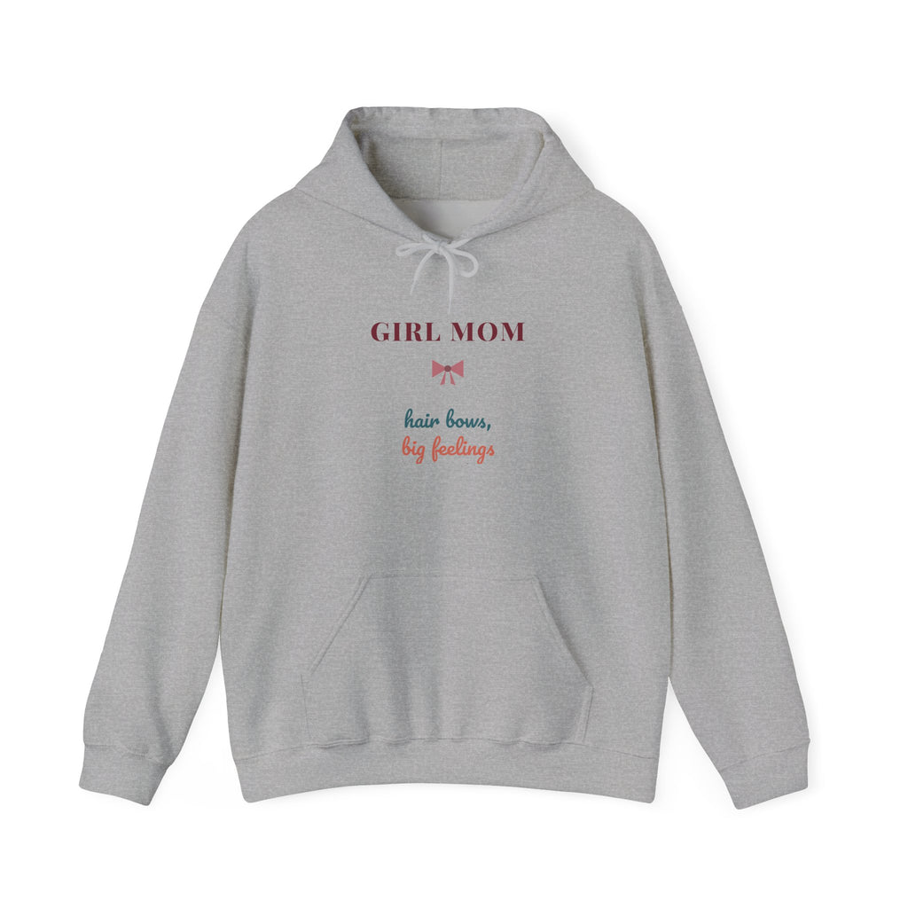 Girl Mom Hoodie, Hair Bows Big Feelings and a Whole Lot of Prayer, Funny Christian Mom Gift, Mom of Girls Hooded Sweatshirt