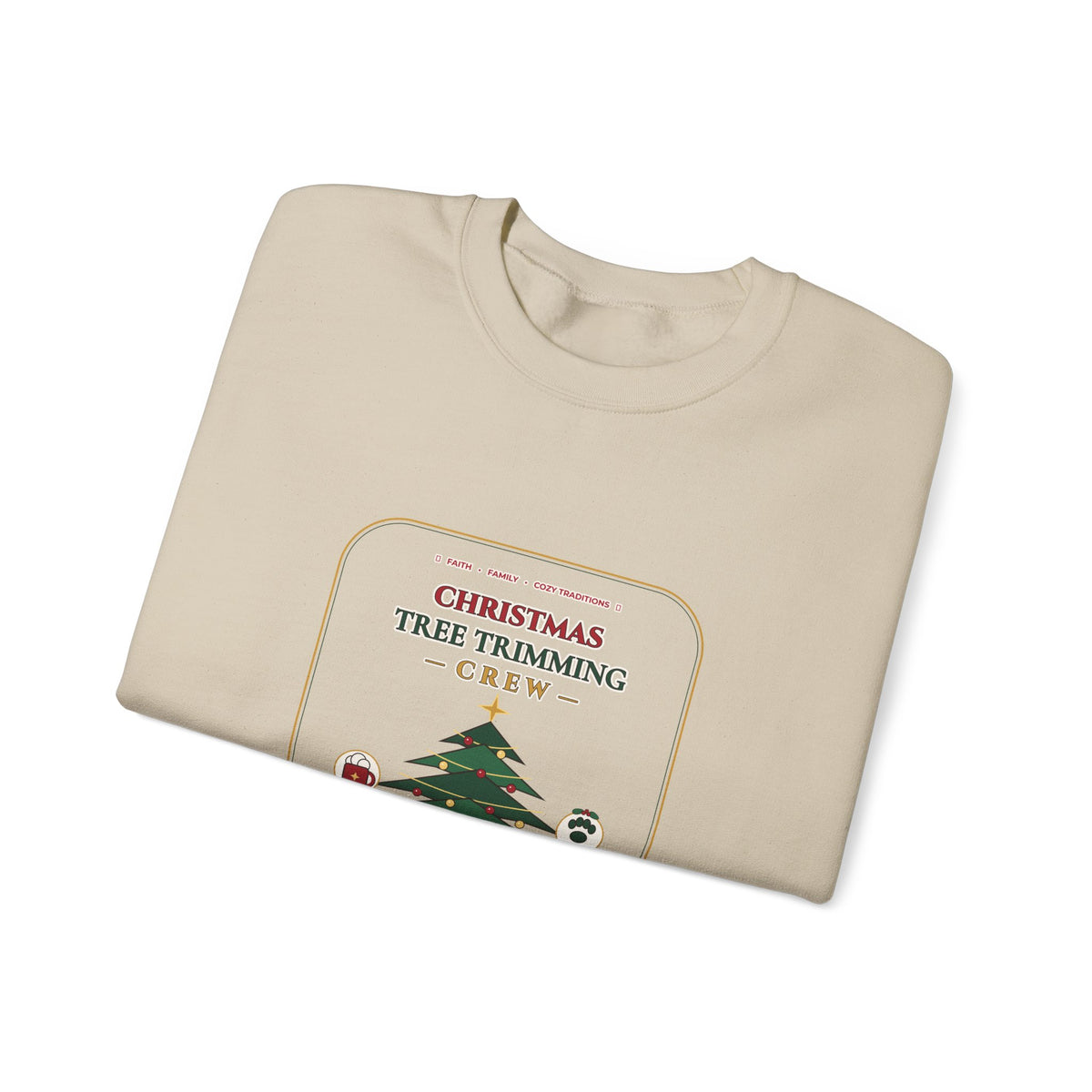 Christmas Tree Trimming Crew Sweatshirt | Faith Family Fireplace & Fur Babies Holiday Crewneck | Cozy Dog Mom Christmas Sweater