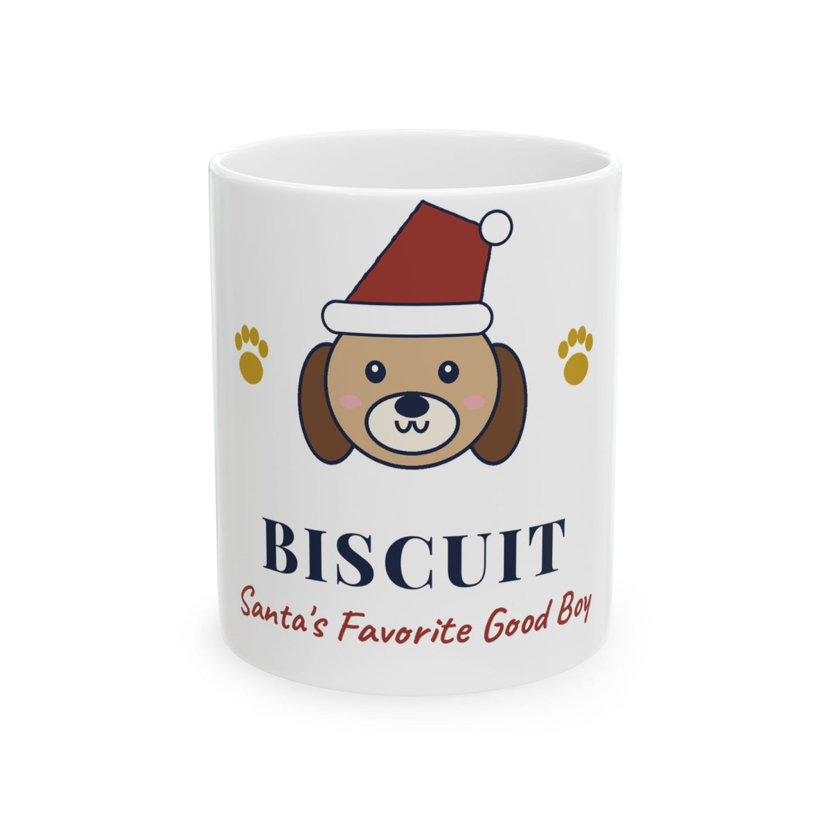 Personalized Dog Christmas Mug, Custom Dog Name Santa Hat Mug, Dog Mom Gift, Dog Lover Stocking Stuffer